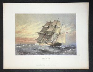 Original Colored Lithograph "H.M.S. Falcon" printed by Griffin & Co 1880